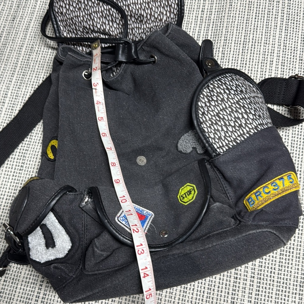 Dream Control Black Canvas Patchwork Backpack Med… - image 4